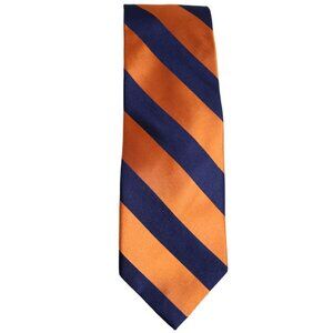 U.S. Polo Association Men's Diagonal Striped Tie 100% Silk - Orange & Navy Blue